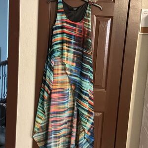 bebe Multicolor Striped Asymmetrical Sleeveless Dress